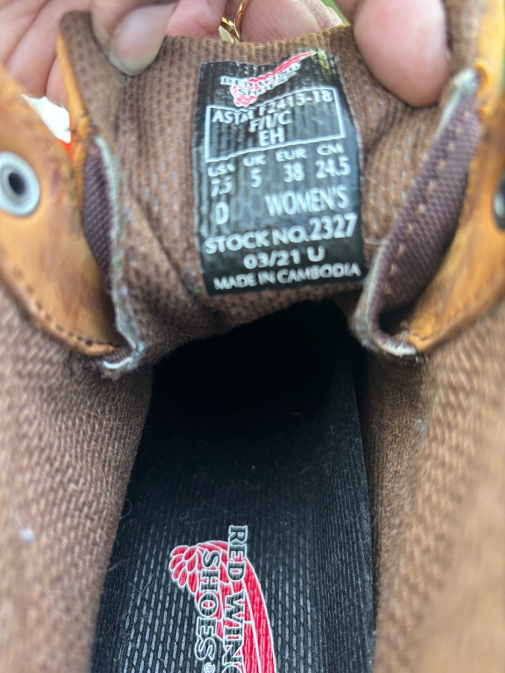 Red Wing Shoes Brown Boots with Orange-Red Logo Accent - Picture 5 of 15